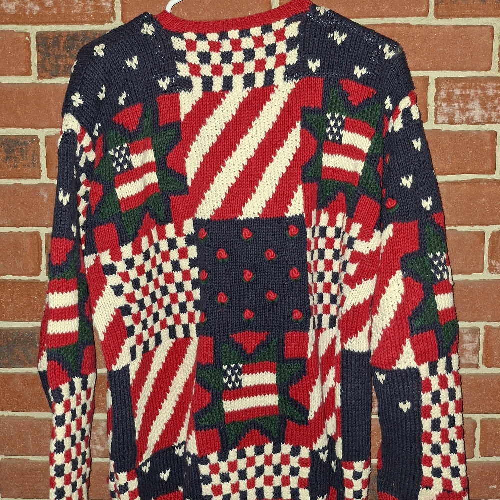 Vintage Patriotic red and blue knit cardigan - Picture 3 of 3
